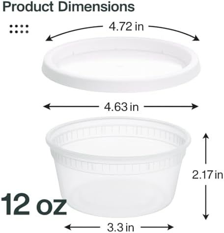 [12oz-50 Sets Plastic Deli Containers with Lids - BPA Free Clear Soup Containers with Airtight Lids, Leak Resistant Food Storage for Meal Prep, Stackable/Microwave/Dishwasher/Freezer Safe - Image 6