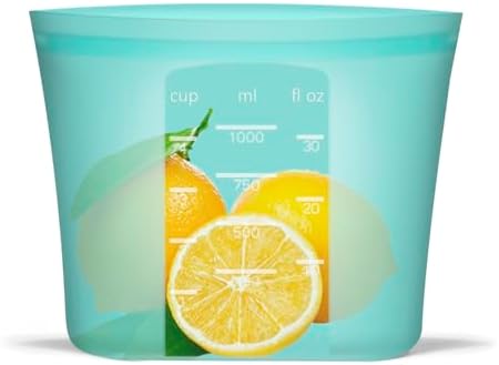 Reusable Freezer Bags Quart Size, 4 Pack, 100% Silicone Stand Up Ziplock Reusable Silicone Food Storage Bags Sandwich Bags Containers, Freezer Microwave Oven Dishwasher Safe, Aqua, 33.8fl.oz - Image 7