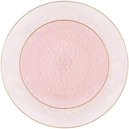 PLASTICPRO 64 Piece Combo Plates Set includes 32-7'' inch Plates & 32-10'' inch Plate Pink Hammered Plastic Party Plate Premium heavyweight Elegant, Disposable, Tableware, Dishes, - Image 5