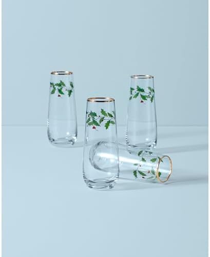Lenox Holiday Stemless Champagne Flutes, 7oz, Christmas Set of 4 - Image 2
