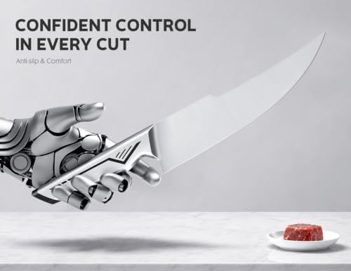 ASETY Kitchen Knife Set, 15 PCS One-Piece Stainless Steel Knife Block Set - Image 6
