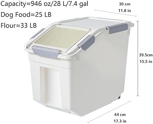 LISM 2 Pack Dog Food Storage Container with Scoop,Large Airtight Pet Dog Food Bin,Container for Dog Treats Rice,Dog Cat Dry Food Bin,Baking Supplies,Flour,Rice,Kitchen Pantry Cereal(25 LB) - Image 6