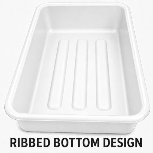 3-Pack 20" x 15" x 7" Commercial Bus Tub/Bus Box - 9 Gallons without Lid - Stackable Dish Storage Boxes for Home Kitchen, Pantry, or Garage Organization – Heavy-Duty and Freezer-Safe - White - Image 7