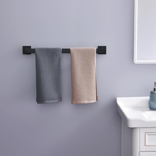 Bath Towel Bar, 20-Inch Towel Racks, Square Thicken Towel Holder, Wall Mounted Shower Towel Rail Hanger, Stainless Steel,Bathroom Accessories (Matte Black, 1 Pack) - Image 7
