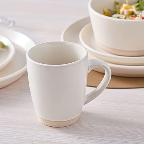 Stone Lain Jules Stoneware 16-Piece Dinnerware Set, Plates and Bowls, Service for 4, Off White, Microwave & Dishwasher Safe - Image 7