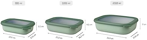 Mepal – Multi Bowl Cirqula 3-Piece Set – Food Storage Container with Lid - Suitable as Airtight Storage Box for Fridge & Freezer, Microwave Container & Servable Dish - 500, 1000, 2000ml - Assorted - Image 7