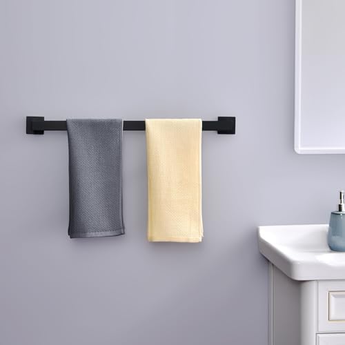 Bath Towel Bar, 24-Inch Towel Racks, Square Thicken Towel Holder, Wall Mounted Shower Towel Rail Hanger, Stainless Steel,Bathroom Accessories (Matte Black, 1 Pack) - Image 7