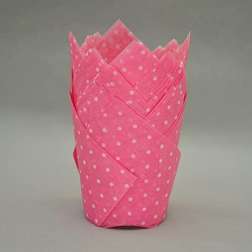 QLSmypkg Large Muffin Greaseproof paper Baking cupcake cups, 2-1/4" x 4" Pink printed with Polka Dot Tulip Baking Cup(Large) (125pcs) - Image 5