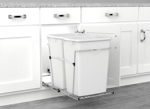 Rev-A-Shelf Double Pullout Garbage Trash Cans for Kitchen Cabinets, 35 Qt - Image 6