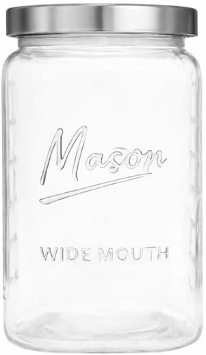 kitchentoolz 1 Gallon Glass Jar with Lid - Extra Large Mason Jar Wide Mouth with Airtight Metal Screw On Lid - Square Glass Storage Container with Measurements for Flour, Sugar, Cookies & Pickling - Image 7