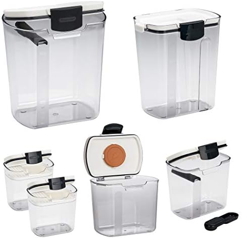 Progressive ProKeeper Baker's Airtight Kitchen Storage Canister Container Set for Flour, Sugar & More, Keeps Ingredients Fresh, with Accessories (Black Latches, 6- Piece) - Image 5