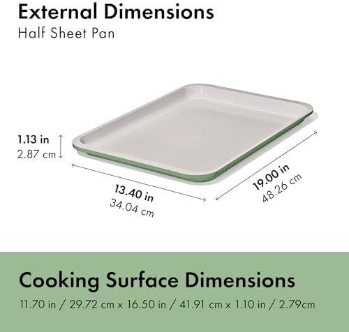 OXO Good Grips Non-Stick Pro Ceramic Coated Metal Bakeware Half Sheet Pan — Basil, Ceramic Non-stick Baking Pans for Oven, Baking Sheet, Cookie Sheets for Oven - Image 7