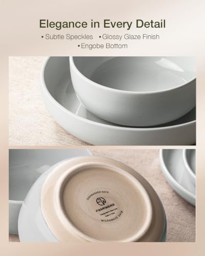 Famiware Milkyway 18-Piece Stoneware Dinnerware Set, Light Gray - Image 6