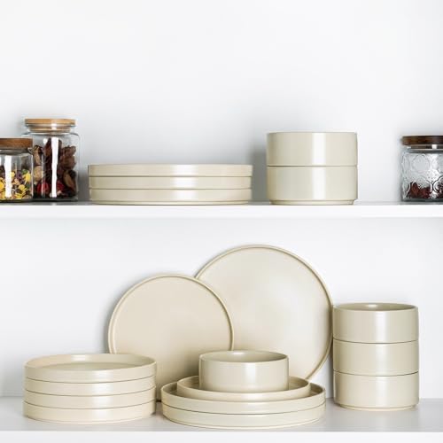 TheTerra Ceramic Dinnerware Set for 8, 24-Piece Plates and Bowls Set - Image 7