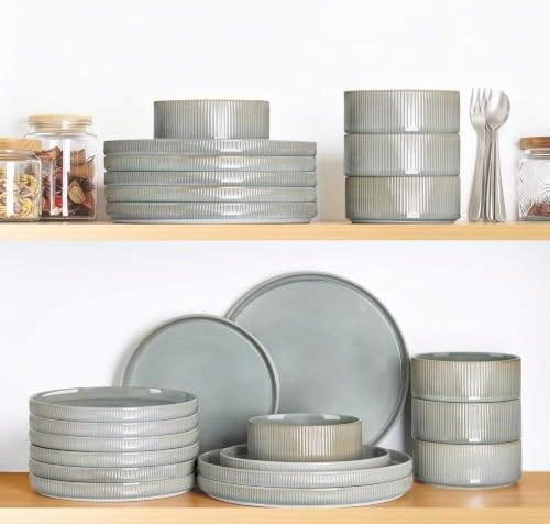 TheTerra Ceramic Dinnerware Set for 6, 18-Piece Plates and Bowls Set - Image 7