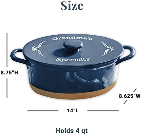 Let's Make Memories Personalized Oval Stoneware Casserole Dish - Initial - Navy - Image 6