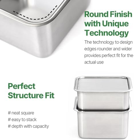 CuBE Low 3PCS Set Stainless Steel Food Storage Containers With Lids and 3 Net Kitchen Appliances Dishwasher Safe Premium South Korea - Image 6