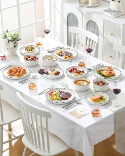 MALACASA Porcelain 12 Pieces Plates and Bowls Set, Dinnerware Set for 4 - Image 7