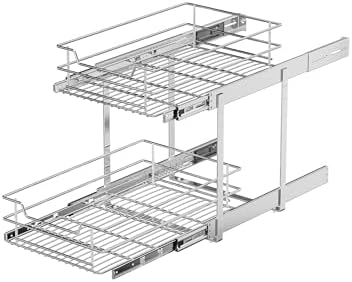 EZKAZA Pull Out Cabinet Organizer for Kitchen Utensil 17.5" W x 21" D, 2-Tier Cabinet Pullout Shelves and Drawer Organizer Slide Out Pantry Storage Basket, Bottom Basket 16.2" W x 20.4" D x 4.7" H - Image 7