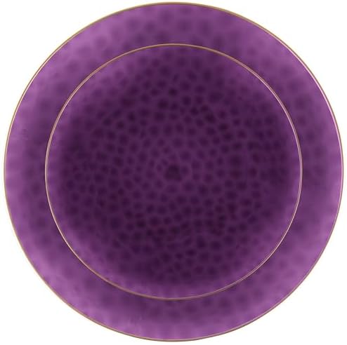 PLASTICPRO 32 Piece Combo Plates Set includes 16-7'' inch Plates & 16-10'' inch Plate Purple Hammered Plastic Party Plate Premium heavyweight Elegant, Disposable, Tableware, Dishes, - Image 6