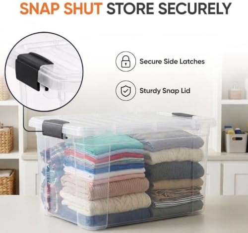 Superio Clear Storage Boxes with Lids, 49 Quart Plastic Container Bins for Organizing, Stackable Crates, BPA Free, Non Toxic, Odor Free, Organizers for Home, Office and Dorm, 5 Pack - Image 6