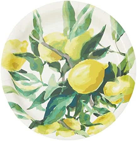 BLUE PANDA Disposable Lemon Farmhouse Paper Plates - 9-Inch, Green Matte, 80 Count, Heavyweight 350 GSM for Citrus Birthdays, Bridal Showers, Lemon Theme Cakes & Desserts - Image 7