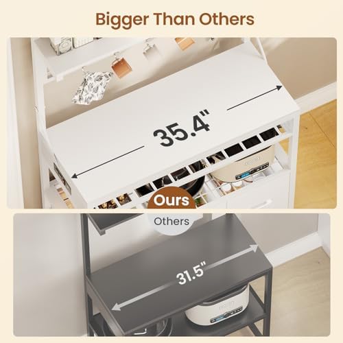 Itaar 35.4" Bakers Rack Microwave Stand with Storage, 3 Drawers, LED Lights - Image 6