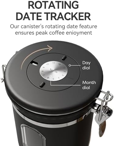 Veken Coffee Canister with Window,Airtight Stainless Steel Compact Jar,16OZ - Image 6