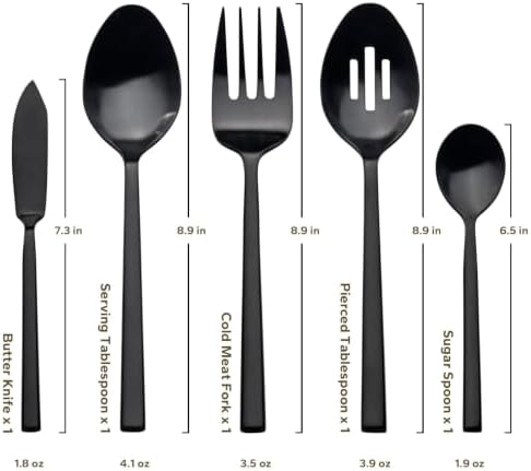 Alata Cube Black 45-Piece Forged Stainless Steel Matte Flatware Set for 8 - Image 6