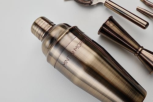 Mint & Mortar Cocktail Shaker Set – 7-Piece Stainless Steel Bartender Kit with Premium Bamboo Stand for Home Bartending - All-in-One Mixology Set for Beginners & Pros (Brushed Gold) - Image 6