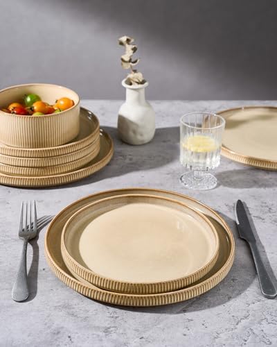 famiware Star 10/8 inches Salad Plates Set for 6, Latte - Image 7