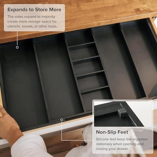 KitchenEdge Utensil & Junk Drawer Organizer, 19-33 in, Black Bamboo - Image 6