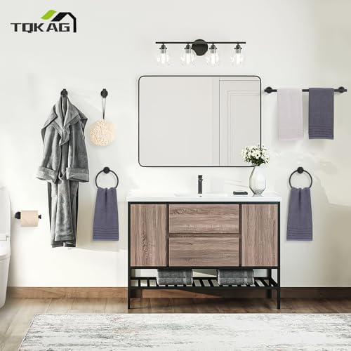 TQKAG Matte Black Bathroom Hardware Set, 6-Piece Towel Bar Set 23.6 Inch - Image 7