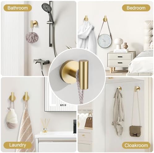 Brushed Gold Towel Bar Set 10 Pieces Bathroom Hardware Accessories Set Towel Rack Set for Bathroom SUS304 Stainless Steel Toilet Paper Holder Wall Mounted, 23.6 Inch - Image 7
