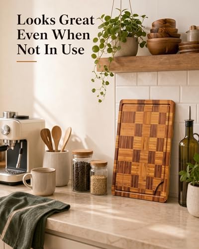 Checkered Cutting Board,18" x 12" X-Large Bamboo Cutting Board for Kitchen - Image 7