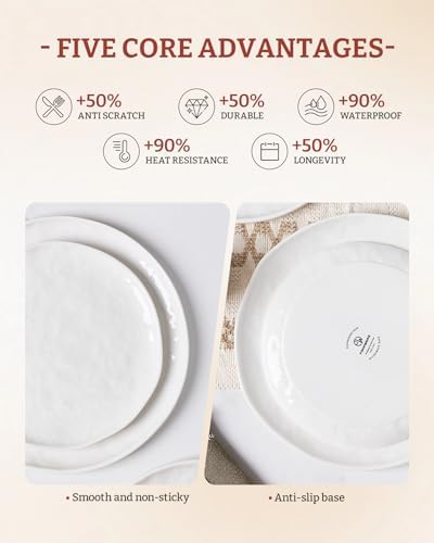 Famiware Porcelain Dinnerware Sets for 4, 16-Piece, Polar White - Image 6