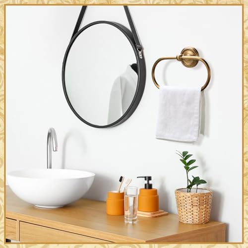 4 Pcs Antique Brass Gold Bathroom Accessories Set Wall-Mounted Towel Rack & Towel Ring & Toilet Paper Holder & Robe Hook, Wall Mounted Brass Vintage Bath Hardware Fixture Set(Style 1) - Image 6