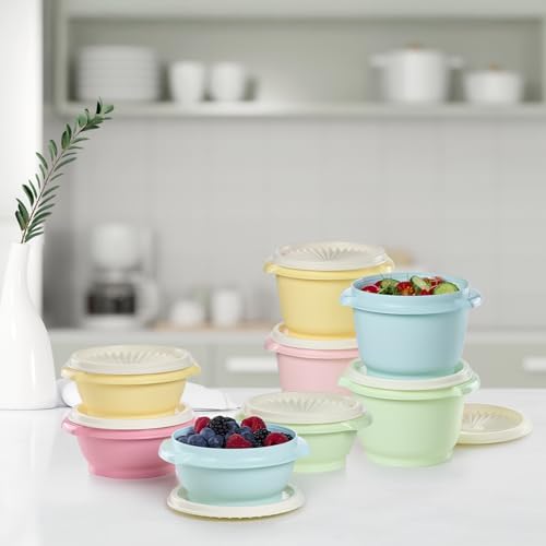 Tupperware Heritage Collection, New 16 Piece Food Storage Container Set in Vintage Colors, Dishwasher Safe and BPA Free (8 containers, 8 lids) - Image 6