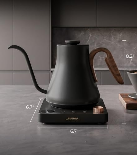 Epeios Gooseneck Electric Kettle Temperature Control,1200W,0.9L,Matte Black - Image 7