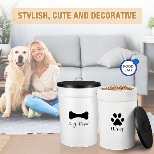 DoubleFill Extra Large 30 lb Metal Dog Food Storage Containers, White - Image 6
