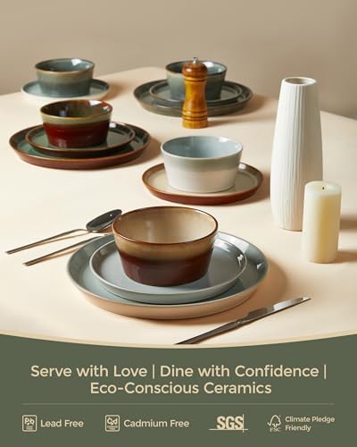 Pokini Ceramic Plates and Bowls Sets for 6, 18pcs Dinnerware Sets, Dish Set - Image 6