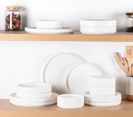 TheTerra Ceramic Dinnerware Set for 4, 12-Piece Plates and Bowls Set - Image 6