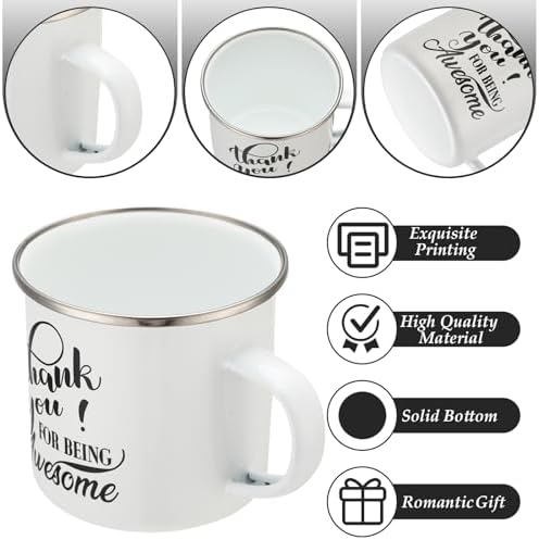 Sliner 20 Pcs Thank You Gifts 12oz Enamel Coffee Mugs Bulk with Handle, Thank You for Being Awesome Cups Employee Appreciation Gift for Teacher Coworker Friend(White) - Image 6