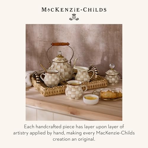 MACKENZIE-CHILDS Whistling Tea Kettle, Brown-and-White Mocha Check - Image 6