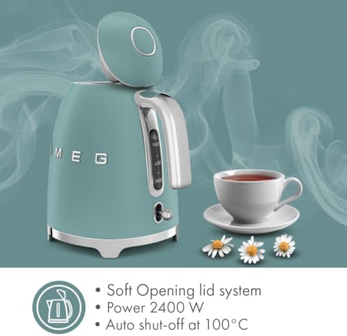 SMEG KLF03 Electric Kettle 1.7L (7 Cup), Retro Hot Water Boiler for Tea & Coffee, Fast Boiling, Auto Shut-Off, Soft Open Lid, 360° Swivel Base Countertop Kettle – Matte Jade - Image 6