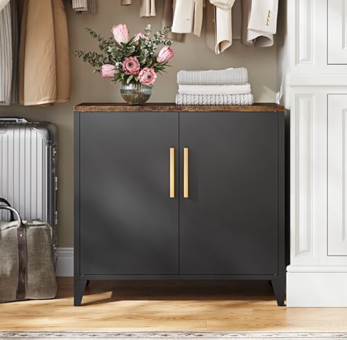 Letaya Metal Storage Cabinet with Doors, Small Kitchen Office Credenza - Image 6