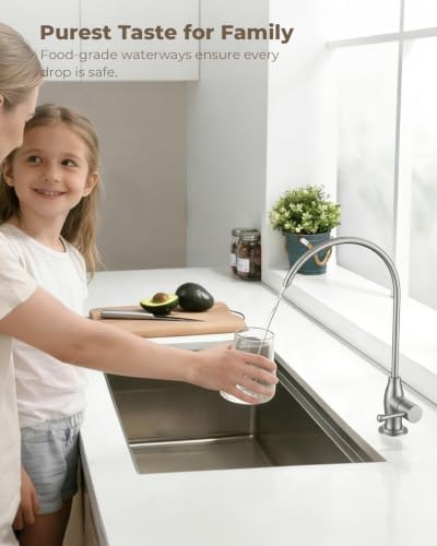 WEWE Drinking Water Faucet with Vintage Design, Non-Air Gap, Brushed Nickel - Image 7