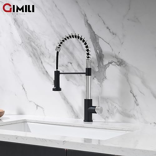 GIMILI Kitchen Faucet with Pull Down Sprayer Nickel and Black - Image 6