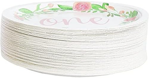 BLUE PANDA Decorative Floral Paper Plates - 9-Inch, Pack of 80 & Disposable Floral Birthday Party Plate - 1st Birthday Party Supplies - Image 7