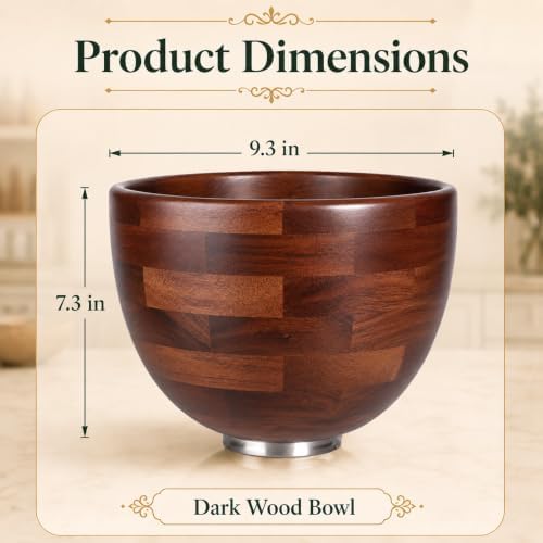 Premium Wood Mixing Bowl, Compatible with 4.5 & 5 QT KitchenAid Tilt-Head Stand Mixer. Kitchenaid Mixer Bowl with Stainless Steel Locking Base. Gift Idea - Image 6